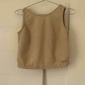 Esby Cotton Tan Reversible Tie Waist Top
